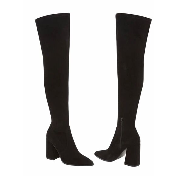 Steve Madden Tanzee Black Over The Knee Boots Size 9.5 Fabric Upper NEW - Picture 1 of 8
